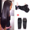 Iueenly Malaysian Straight Hair With Closure 3 Bundles 7A Virgin 100 Human iueenly kopen in de aanbieding