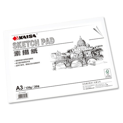 

KAISA KS-90302 A3 Эскизная бумага (420 * 297 мм) 135 г 20 листов / сумка