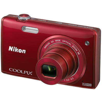 

Nikon COOLPIX S5200 Portable Digital Camera Red (16 миллионов пикселей CMOS 3-дюймовый экран 6-кратный оптический зум широкоугольный Wi-Fi шириной 26 мм)