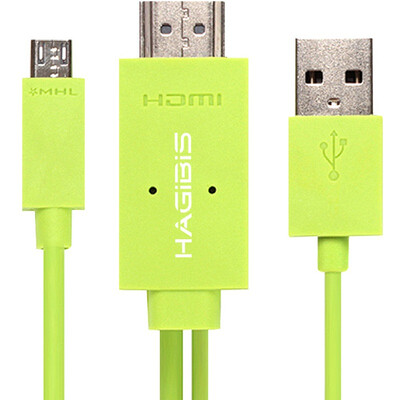 

Hagibis 502749 MHL линия для HDMI адаптер высокой четкости Samsung Note2 / 3 / S4 / S5 кабель для подключения мобильного телефона зеленый 2 м специальный тип