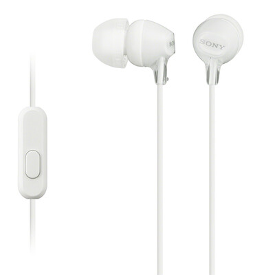 

Sony (SONY) MDR-EX15AP гарнитура для смартфонов в ухе, совместимая с различными смартфонами белого цвета