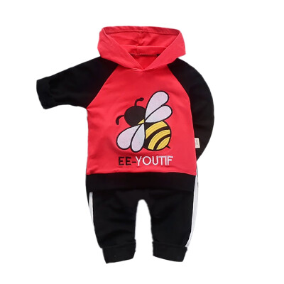 

Autumn Set Baby Boys Girls Long Sleeve Bee Pattern Hoodie Sweatshirt TopsPants Trouser Costume Set