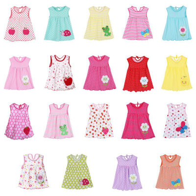 

New Fashions Summer Cute Infant Baby Girl Dress Sleeveless Flowers Printed A-Line One Piece Mini Dress 0-2Y