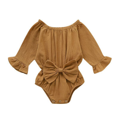 

Infant Newborn Baby Girls Jumpsuit Long Sleeve Rompers With Bowknot Kids Bodysuit Jumpsuit Clothes