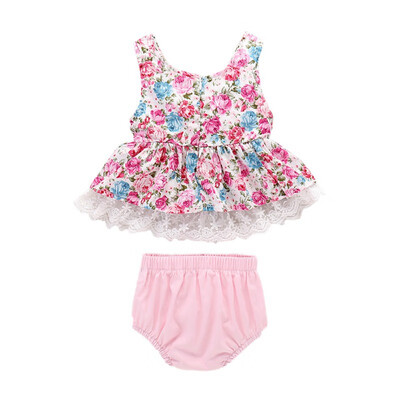 

Newborn Baby Girls Clothes Sleeveless DressBriefs 2PCS Outfits Set Striped Printed Cute Clothing Sets Summer Sunsuit 0-18M