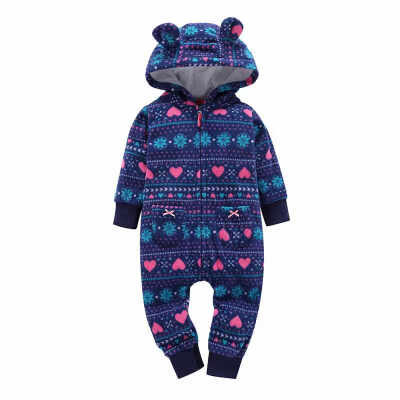 

Newborn Infant Baby Clothes Autumn Winter Fleece Jumpsuit Girls Boys Romper Hooded Jumpsuit Bear Baby Bebe Menino Macacao