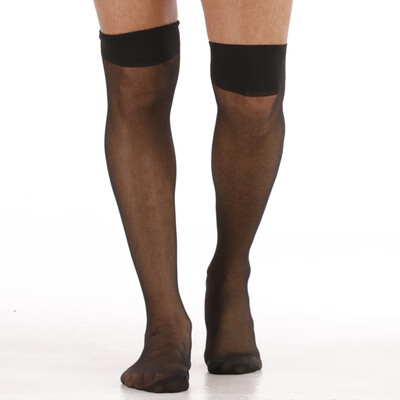 

Mens Casual See Through Thigh High Socks Elastic Slim Clubwear Stocking Leggings