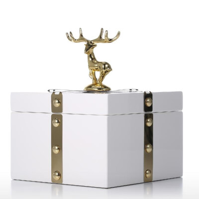 

Square Jewelry Box Gold - Deer Large Size Storage Case Wooden White Ring Necklace Storage Box Birthday Gifts for Women Black Vel