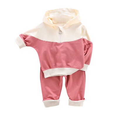 

2pcsset Baby Boys Girls Long Sleeve Patchwork Hoodie Sweatshirt TopsPants Trouser Autumn Costume Set
