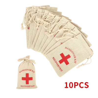 

10pcs Hessian Bags 15x10cm Burlap Jute Wedding Favor Bag Red Cross Cotton Linen Gift Bags for Party Wedding Gift Box Decoration