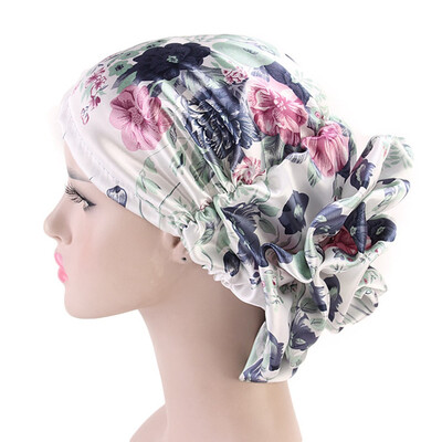 

Muslim Women Satin Big Flower Turban Head Wrap Cancer Chemo Head Wear Beanie Cap