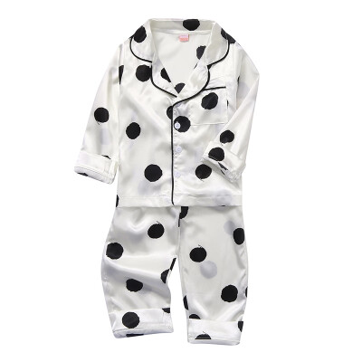 

Autumn Kids Girls Boys Pajamas Baby Cartoon Animal Print Sleepwear Set Long Sleeve Button Blouse TopsPants Pajamas 1-6Y