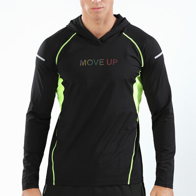 

Toponeto Men Fitness Print Long Sleeve Hooded Bodybuilding Tight-drying Tops Blouses