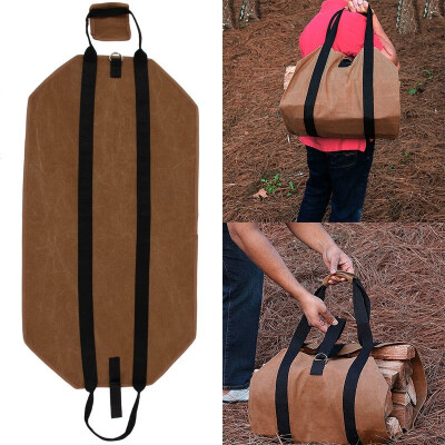 

Outdoor Canvas Firewood Fire Wood Holder with Handles Tote Carrying Bag