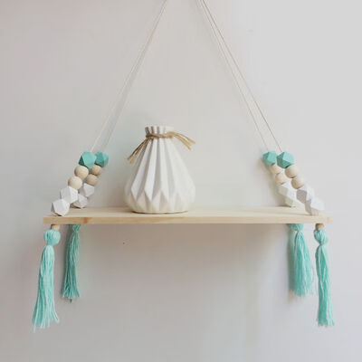

INS style bedroom wall Shelf DIY Original Wood Beads Storage Shelf Organization swing shelf Home Decor kids room wall decoration