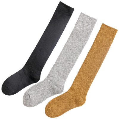 

LifeWheel Men & Women Knee High Cotton Long Dress Crew Terry Socks For Student Thick Autumn Winter Business Casual