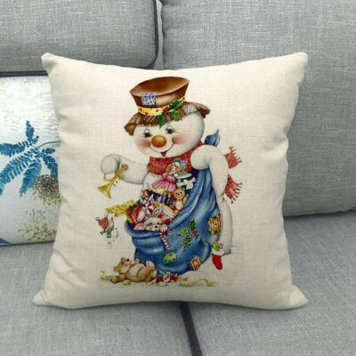 

1pcs Christmas Sofa Pillow Case 3d Snowman Cushion Cover Flax White Lovely