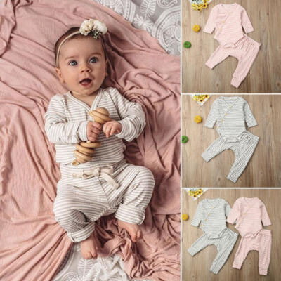 

Newborn Baby Boy Girl Casual Long Sleeve Romper Bodysuit Leggings Pants Outfits