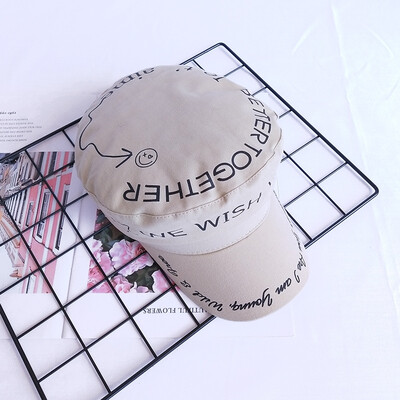 

Net Red Hat Womens Summer Korean Graffiti Letters Navy Hat Chao Men England Joker Duck Tongue Beret Autumn