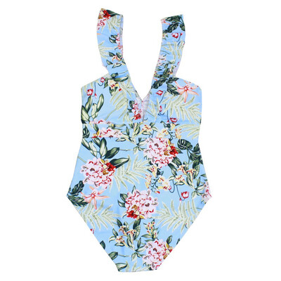 

Sexy Female Retro V Neck Striped Swimsuit One Piece Ruffled Push Up Padded High Waist Swimwear 2019 Women Bikini Set Holiday
