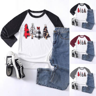 

Women Christmas Tree Tops Ladies Long Sleeve Casual Pullover T Shirt Blouse Size