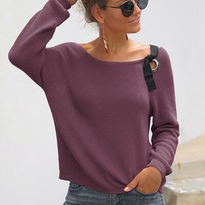 

Tailored Women Casual Solid Knitted Hollow out Long Sleeve Sweater Top Blouse