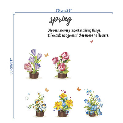 

Cartoon Flower Pot Basket Wall Stickers Dormitory Decoration Bedroom Bedside Background Wall Stickers