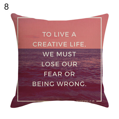 

Wisdom Letters Phrase Pillow Case Linen Cushion Cover Sofa Bedroom Car Decor