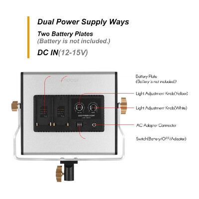 

Andoer LED Video Light Panel Fill-in Lamp with Barn Door 480 LED Beads Adjustable Brightness 3200K-5600K Color Temperature for Stu
