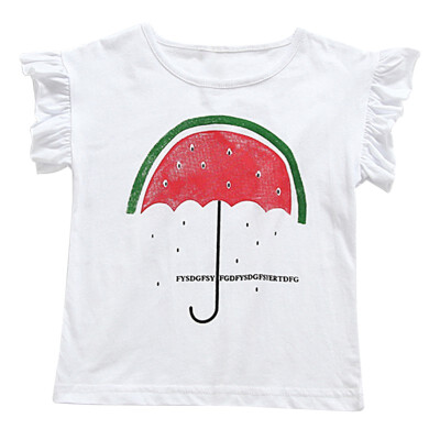 

Girls Cotton Summer Tops Children T shirts Baby Clothes 2018 Umbrella Print Tees Girl T-shirt Kids Tee Shirt Tops