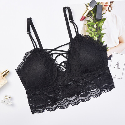 

Lace Floral Underwear Womens Bra Sexy Lady Bra Padded Bralette Front Cross  Closure Intimates Female Underwear