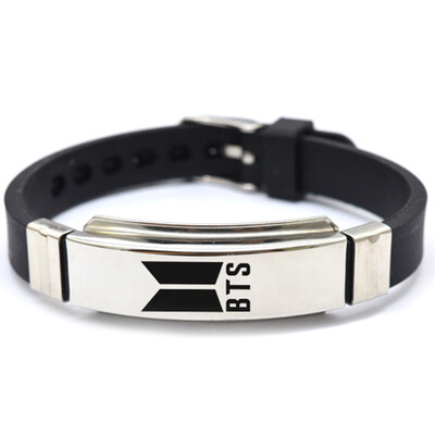 

Kpop BTS Bangtan Boys EXO Blackpink GOT7 Seventeen Stainless Steel Silicone Wristband Bracelet Hot Gift for ARMY