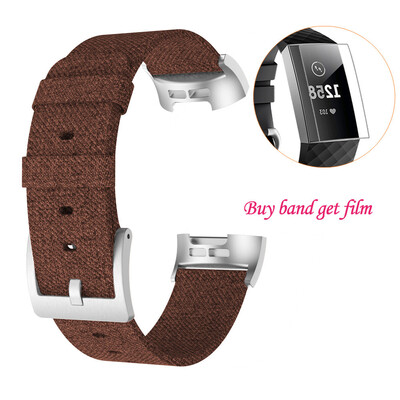

〖Follure〗Replacement Woven Canvas Fabric Watch Band Wrist Strap Film For Fitbit Charge 3