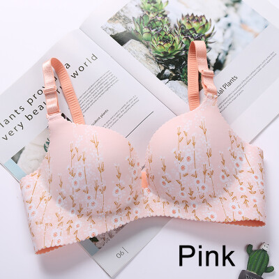 

five-color one-piece Bra Gathered Adjustable Shoulder Strap Four Rows Of Buckles Without Steel Support Printed Bra 3