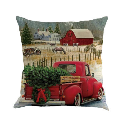 

Christmas Linen Waist Throw Pillow Case Printed Home Pillow Case Gifts Pillowcase Linen Cotton Cover