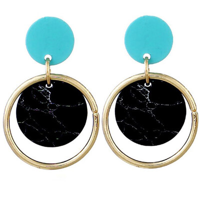 

Women Circle Turquoise Pendant Ear Stud Exquisite Candy Earring Jewelry Gift