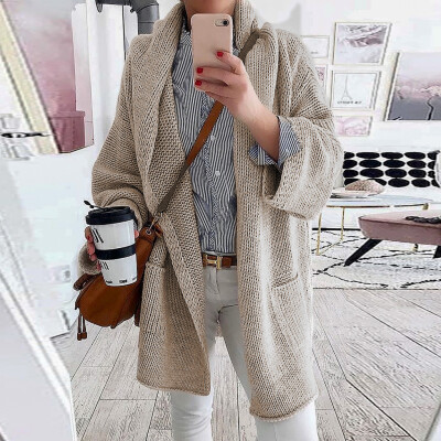 

Toponeto Women Fashion Casual Solid Open Front Long Sleeve Knit Sweater Cardigans Coat