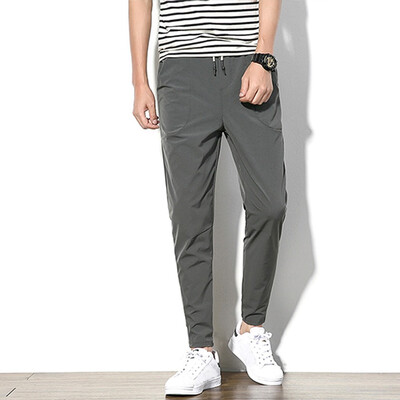 

Tailored Mens Fashion Summer Casual Solid Pocket Drawstring Cotton Long Pants Trouser