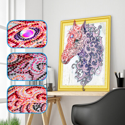 

Gobestart Special Shaped Diamond Painting DIY 5D Partial Drill Cross Stitch Kits Crystal R