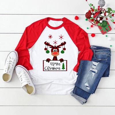 

Gobestart Womens Christmas Letter Print Round Neck Long Sleeve Pullover Shirts Tops
