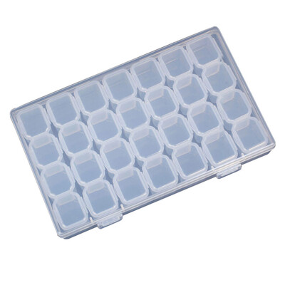 

28 Slots Plastic Storage Box Nail Art Rhinestone Beads Jewelries Pills Storage Box Case Organizer Holder