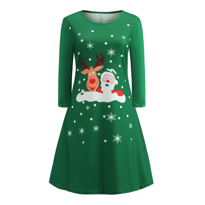 

Tailored Women Print Long Sleeve Christmas Evening Party Mini Dress