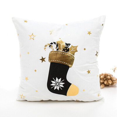

Tailored Merry Christmas Gold Foil Printing Pillow Case Sofa Waist Throw Cushion Cover