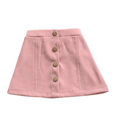 

Summer Baby Girl Solid Short Skirt Wild High Waist Single-breasted Skirt A Word Skirt Button Skirt