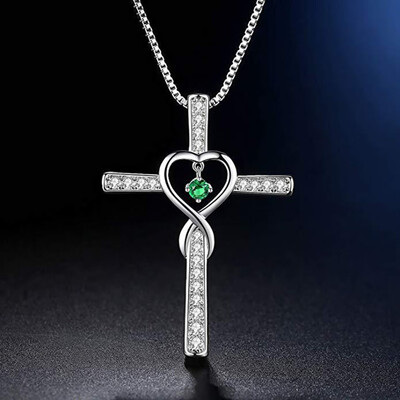 

Infinity Love God Cross CZ Pendant Necklace with Birthstone Birthday Gifts Jewelry for Women Girls