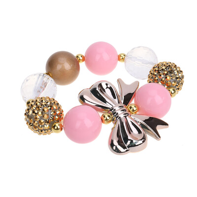 

Golden Bows Children Beads Bracelet Bubblegum bracelet Chunky Bracelet Jewelry Bracelet