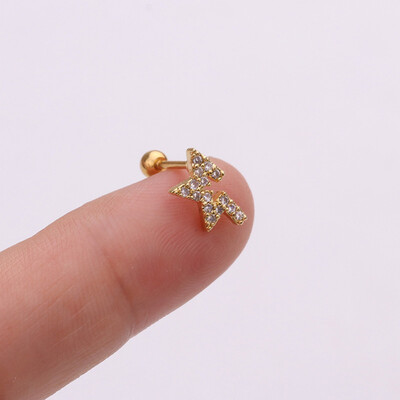 

1Pc Cz Cartilage Stud Moon Star Heart Cross Flower Crown Helix Piercing Tragus Stud Conch Earring