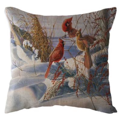 

〖Follure〗Christmas Snow House Pillow Case Linen Sofa Throw Cushion Cover Home Decor