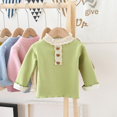 

New Toddler Infant Newborn Kids Baby Girls Princess Outfit Clothes Lace Long Sleeve Tshirt Blouse Casual Plus Velvet Sweet Tops