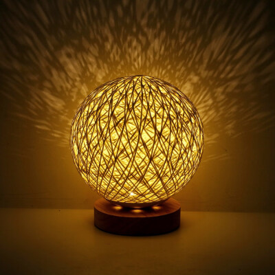 

Romantic Starry Sky Creative Projection Night Lamp Solid Wood Linen Cane Table Lamp Gift